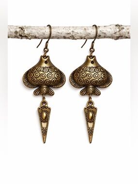 Handcrafted Boho Antique Bronze Fish Earrings